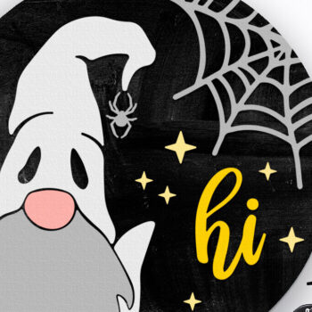 Intra απο ξύλο plywood 3mm-4mm πάχος - Ghost Gnome , Halloween Door Sign DXF Δίασταση 4x4 cm INTRAFABR-123507463 - Image 3