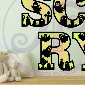 Intra απο ξύλο plywood 3mm-4mm πάχος - Σετ γραμμάτων αλφάβητου Ghost Halloween. 35 Δίασταση 15x15 cm INTRAFABR-80263943 - Image 2