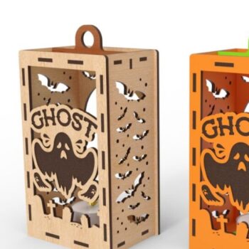 Intra απο ξύλο plywood 3mm-4mm πάχος - Ghost Halloween | κοπής Laser Lantern Δίασταση 4x4 cm INTRAFABR-78478886 - Image 1