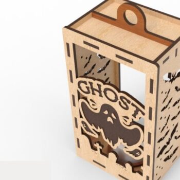 Intra απο ξύλο plywood 3mm-4mm πάχος - Ghost Halloween | κοπής Laser Lantern Δίασταση 4x4 cm INTRAFABR-78478886 - Image 3