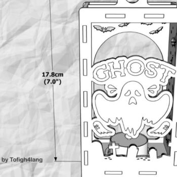 Intra απο ξύλο plywood 3mm-4mm πάχος - Ghost Halloween | κοπής Laser Lantern Δίασταση 4x4 cm INTRAFABR-78478886 - Image 7