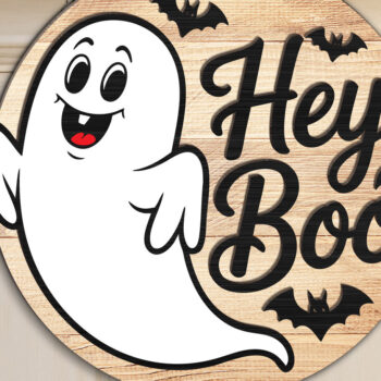 Intra απο ξύλο plywood 3mm-4mm πάχος - Ghost Halloween Sign Δίασταση 15x15 cm INTRAFABR-123580733 - Image 2