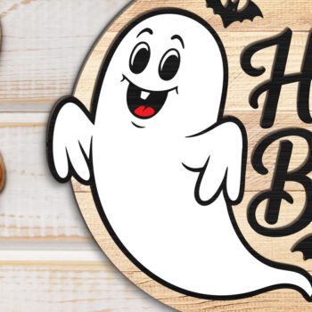 Intra απο ξύλο plywood 3mm-4mm πάχος - Ghost Halloween Sign Δίασταση 15x15 cm INTRAFABR-123580733 - Image 3