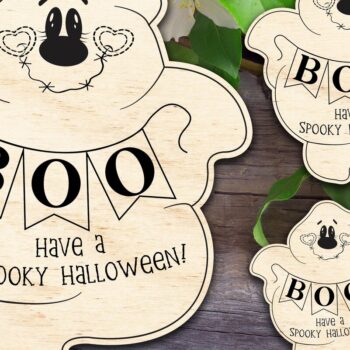 Intra απο ξύλο plywood 3mm-4mm πάχος - Πανό Ghost Holding Boo Δίασταση 60x30 cm INTRAFABR-36742372 - Image 1