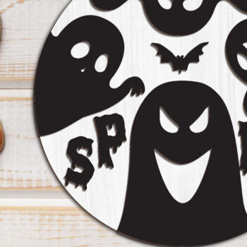 Intra απο ξύλο plywood 3mm-4mm πάχος - Πινακίδα Ghost Spooky Door  Δίασταση 20x20 cm INTRAFABR-102201725 - Image 2