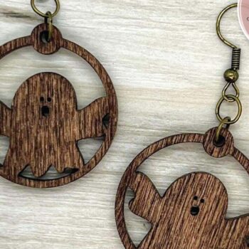 Intra απο ξύλο plywood 3mm-4mm πάχος - Ghosts Laser Earrings Δίασταση 3x3 cm INTRAFABR-73932938 - Image 3