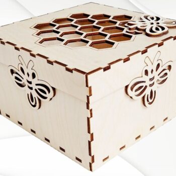 Intra απο ξύλο plywood 3mm-4mm πάχος - Κουτί δώρου Μέλισσα, Μοτίβο κοπής με λέιζερ. Δίασταση 100x163 cm INTRAFABR-33161817 - Image 5