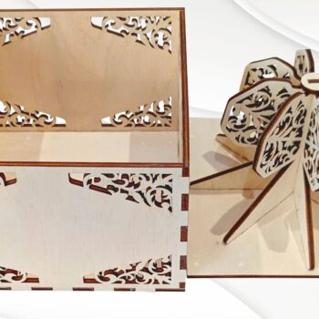 Intra απο ξύλο plywood 3mm-4mm πάχος - Κουτί δώρου Φιόγκος, Σχέδιο κοπής με λέιζερ Δίασταση 119x119 cm INTRAFABR-114410179 - Image 4