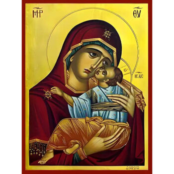 Εικόνα Ορθοδοξίας με περίγραμμα χρυσό σε ξύλο Φλαμουρίας  με  βάση Εικόνα ΠΑΝΑΓΙΑ ΜΕ ΧΡΙΣΤΟ, ΓΛΥΚΟΦΙΛΟΥΣΑ ΤΩΝ ΧΙΟΝΩΝ, ΝΑΞΟΣ (ΑΠΟΚΑΤΑΣΤΑΣΙΣ ΠΡΩΤΟΤΥΠΟΥ) Χειροποίητη Ελληνορθόδοξη εικόνα του Ιησού Χριστού, Κρεμαστή πλάκα βυζαντινής τέχνης, χριστιανική τέχνη Διάσταση 15x11 cm (5,9x4,3 ίντσες)  INTRAEK-337757864317 - Image 1