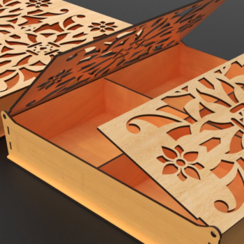 Intra απο ξύλο plywood 3mm-4mm πάχος - Κουτί δώρου με λουλούδι στο καπάκι, Δίασταση 4x4 cm INTRAFABR-80661974 - Image 1