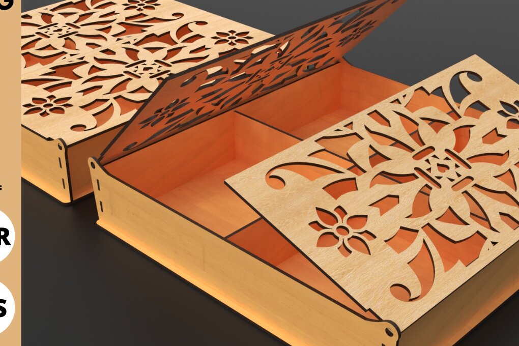 Intra απο ξύλο plywood 3mm-4mm πάχος - Κουτί δώρου με λουλούδι στο καπάκι,  Δίασταση 4x4 cm INTRAFABR-80661974