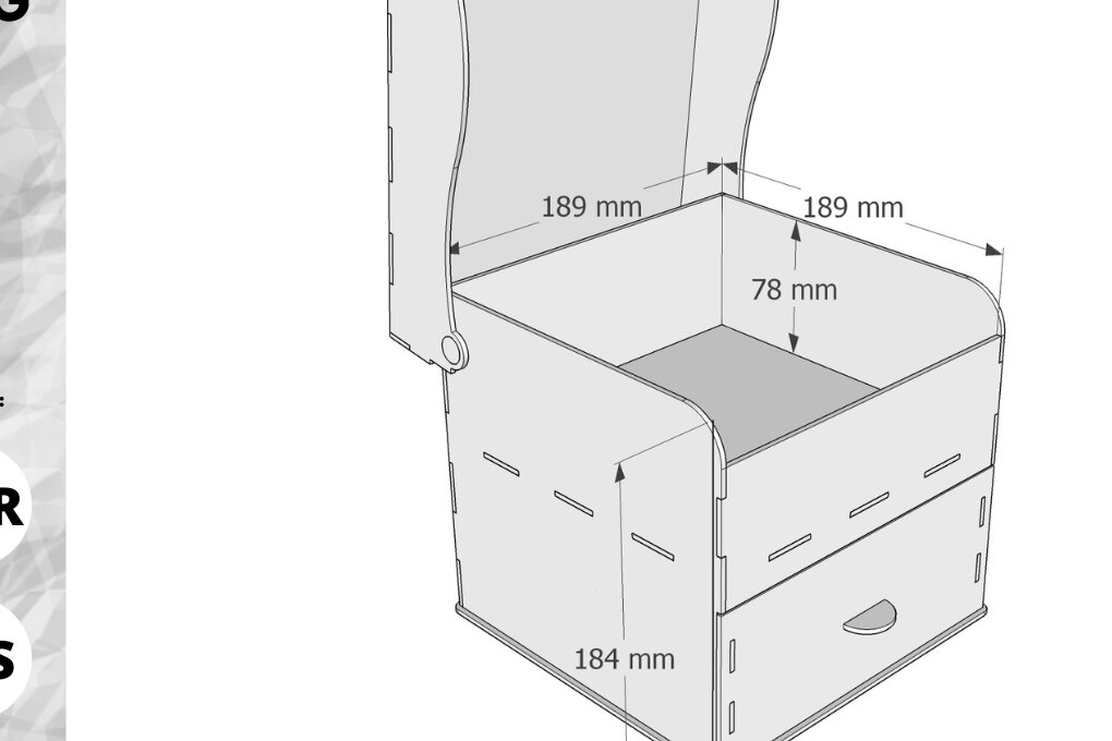 Intra απο ξύλο plywood 3mm-4mm πάχος - Κουτί δώρου με καπάκι και συρτάρι | Glowforge Δίασταση 4x4 cm INTRAFABR-78889975