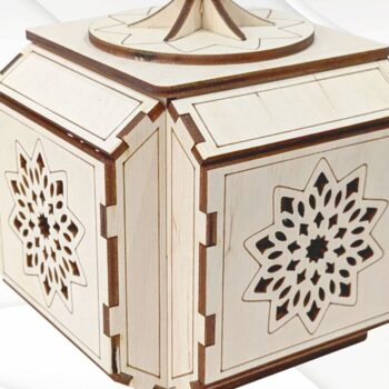Intra απο ξύλο plywood 3mm-4mm πάχος - Κουτί δώρου με καπάκι, σχέδιο κοπής με λέιζερ Δίασταση 112x112 cm INTRAFABR-117333110 - Image 1