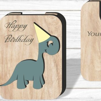 Intra απο ξύλο plywood 3mm-4mm πάχος - Θήκη δωροκάρτας Dinosaur , Laser Cut Δίασταση 20x20 cm INTRAFABR-73746692 - Image 1