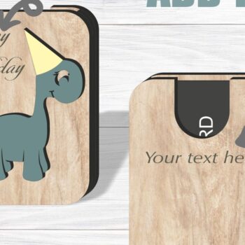 Intra απο ξύλο plywood 3mm-4mm πάχος - Θήκη δωροκάρτας Dinosaur , Laser Cut Δίασταση 20x20 cm INTRAFABR-73746692 - Image 3