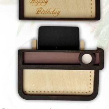 Intra απο ξύλο plywood 3mm-4mm πάχος - Πορτοφόλι με δωροκάρτα, Χρόνια Πολλά Δίασταση 20x20 cm INTRAFABR-98598327 - Image 3