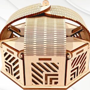 Intra απο ξύλο plywood 3mm-4mm πάχος - Κουτί κοσμημάτων δώρου, Σχέδιο κοπής με λέιζερ Δίασταση 133x133 cm INTRAFABR-121532650