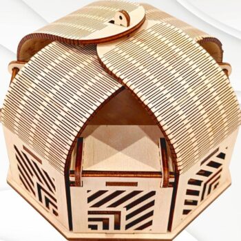 Intra απο ξύλο plywood 3mm-4mm πάχος - Κουτί κοσμημάτων δώρου, Σχέδιο κοπής με λέιζερ Δίασταση 133x133 cm INTRAFABR-121532650 - Image 3