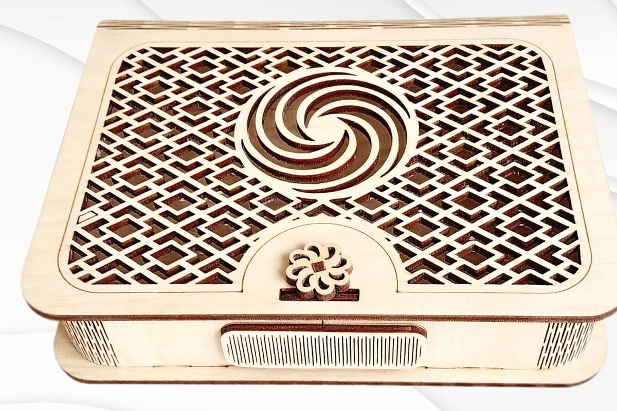 Intra απο ξύλο plywood 3mm-4mm πάχος - Κουτί δώρου με μοτίβο,  Laser Δίασταση 4x6 cm INTRAFABR-74690696