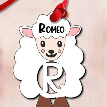 Intra απο ξύλο plywood 3mm-4mm πάχος - Ετικέτα δώρου Γράμμα R Πρόβατο Πασχαλινό στολίδι Δίασταση 6x6 cm INTRAFABR-112842831 - Image 1