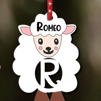 Intra απο ξύλο plywood 3mm-4mm πάχος - Ετικέτα δώρου Γράμμα R Πρόβατο Πασχαλινό στολίδι Δίασταση 6x6 cm INTRAFABR-112842831 - Image 3