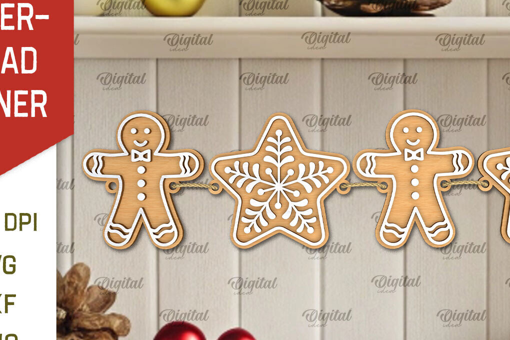 Intra απο ξύλο plywood 3mm-4mm πάχος - Σχέδιο κοπής με λέιζερ Banner με μελόψωμο Δίασταση 30x20 cm INTRAFABR-107115551