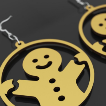 Intra απο ξύλο plywood 3mm-4mm πάχος - Χριστουγεννιάτικα σκουλαρίκια μελόψωμο, Κοπή Δίασταση 3x3 cm INTRAFABR-80004443 - Image 1