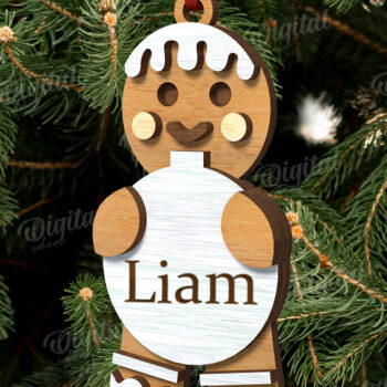 Intra απο ξύλο plywood 3mm-4mm πάχος - Χριστουγεννιάτικο στολίδι με μελόψωμο με λέιζερ Δίασταση 6x6 cm INTRAFABR-111210335 - Image 1