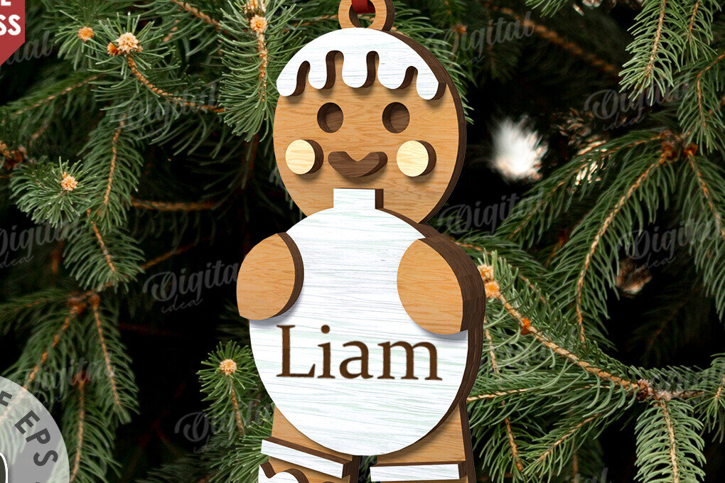 Intra απο ξύλο plywood 3mm-4mm πάχος - Χριστουγεννιάτικο στολίδι με μελόψωμο με λέιζερ Δίασταση 6x6 cm INTRAFABR-111210335