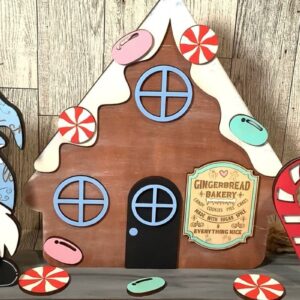 Intra απο ξύλο plywood 3mm-4mm πάχος - Gngerbread Gnome με House Laser  Δίασταση 30x20 cm INTRAFABR-44637561