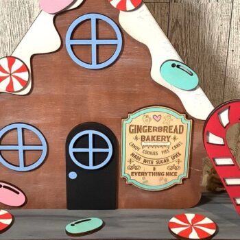 Intra απο ξύλο plywood 3mm-4mm πάχος - Gngerbread Gnome με House Laser Δίασταση 30x20 cm INTRAFABR-44637561 - Image 2