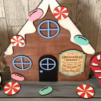 Intra απο ξύλο plywood 3mm-4mm πάχος - Gngerbread Gnome με House Laser Δίασταση 30x20 cm INTRAFABR-44637561 - Image 4