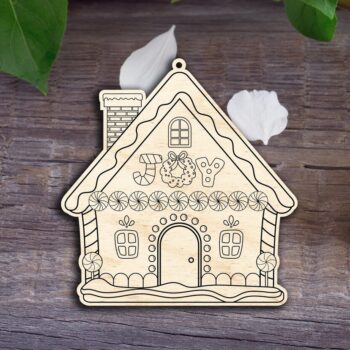 Intra απο ξύλο plywood 3mm-4mm πάχος - Χριστουγεννιάτικο Στολίδι Gingerbread House 2 Δίασταση 6x6 cm INTRAFABR-31814529 - Image 1