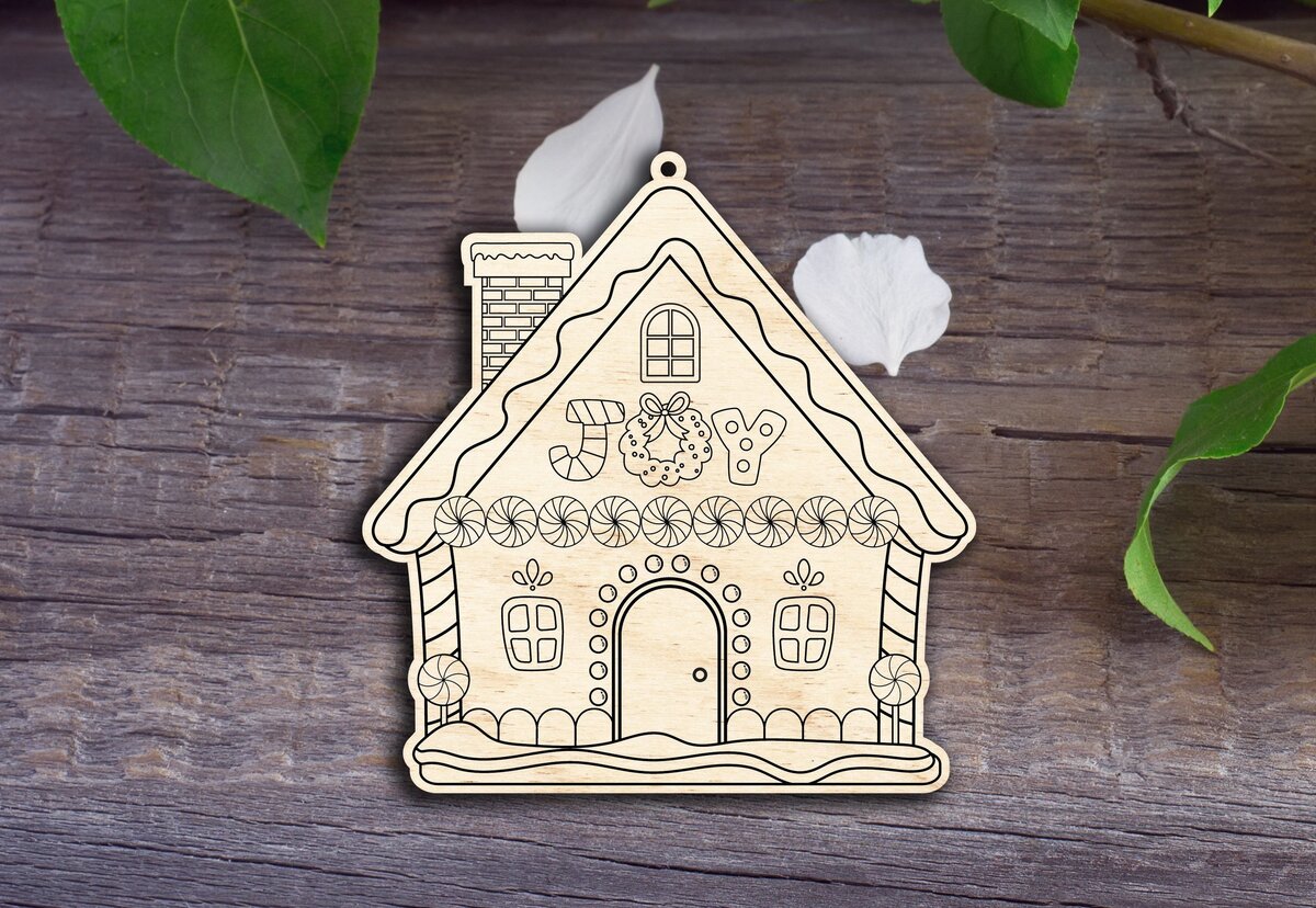 Intra απο ξύλο plywood 3mm-4mm πάχος - Χριστουγεννιάτικο Στολίδι Gingerbread House 2 Δίασταση 6x6 cm INTRAFABR-31814529