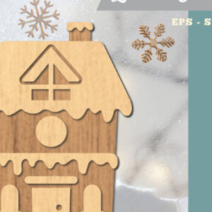 Intra απο ξύλο plywood 3mm-4mm πάχος - Μελόψωμο Σπίτι 3D Διακόσμηση με λέιζερ Δίασταση 20x20 cm INTRAFABR-111486185