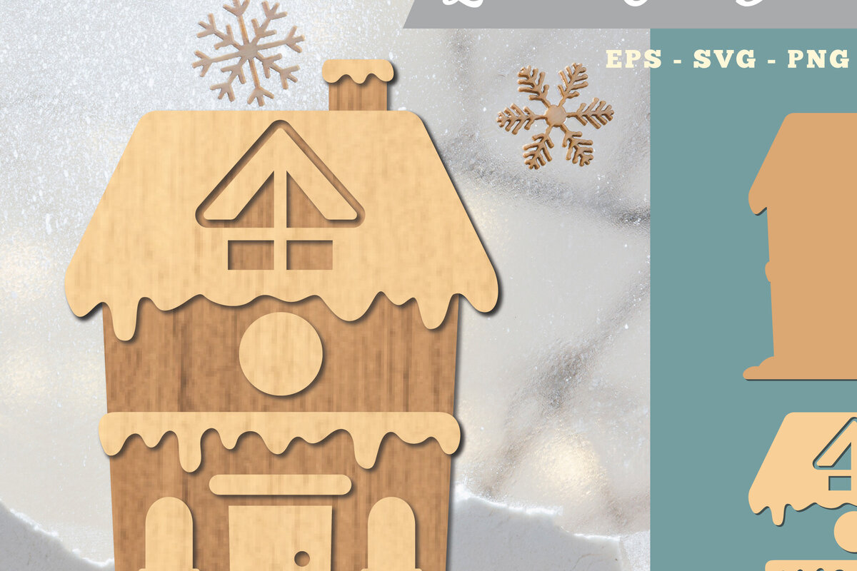 Intra απο ξύλο plywood 3mm-4mm πάχος - Μελόψωμο Σπίτι 3D Διακόσμηση με λέιζερ Δίασταση 20x20 cm INTRAFABR-111486185