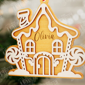 Intra απο ξύλο plywood 3mm-4mm πάχος - Gingerbread House | Χριστουγεννιάτικη διακόσμηση Δίασταση 6x6 cm INTRAFABR-106015818 - Image 1