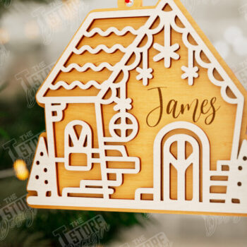 Intra απο ξύλο plywood 3mm-4mm πάχος - Gingerbread House | Χριστουγεννιάτικη διακόσμηση Δίασταση 6x6 cm INTRAFABR-106015830 - Image 1