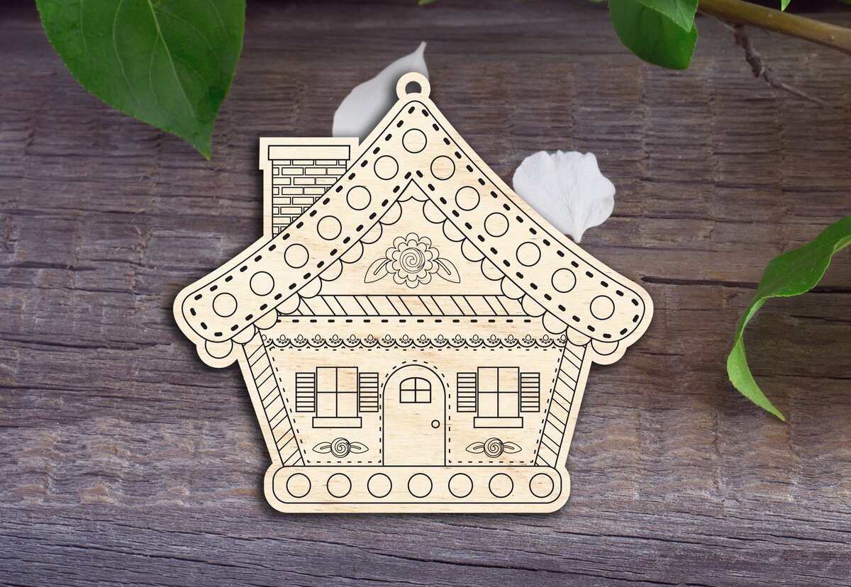 Intra απο ξύλο plywood 3mm-4mm πάχος - Χριστουγεννιάτικο στολίδι Gingerbread House Δίασταση 6x6 cm INTRAFABR-31804933