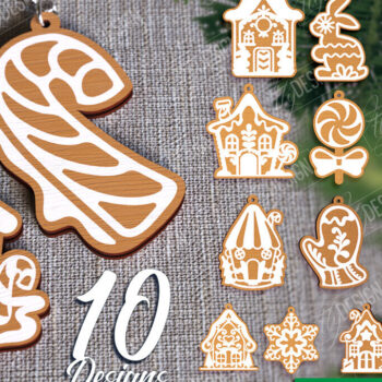 Intra απο ξύλο plywood 3mm-4mm πάχος - Gingerbread House Earrings Bundle | CNC Δίασταση 3x3 cm INTRAFABR-107025479 - Image 1