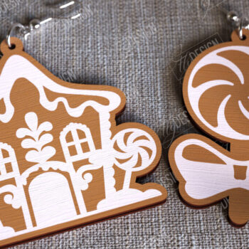 Intra απο ξύλο plywood 3mm-4mm πάχος - Gingerbread House Earrings Bundle | CNC Δίασταση 3x3 cm INTRAFABR-107025479 - Image 3