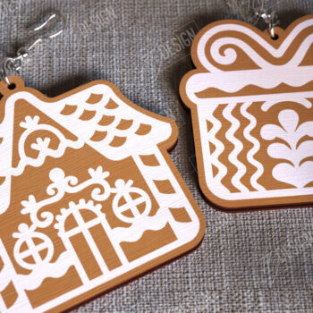Intra απο ξύλο plywood 3mm-4mm πάχος - Gingerbread House Earrings Bundle | CNC Δίασταση 3x3 cm INTRAFABR-107025479 - Image 7