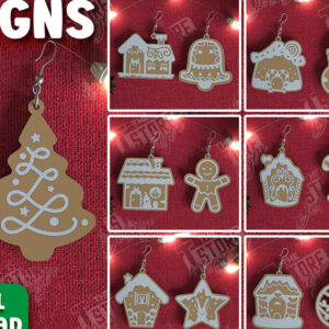 Intra απο ξύλο plywood 3mm-4mm πάχος - Gingerbread House Earrings Bundle | CNC Δίασταση 3x3 cm INTRAFABR-106454525