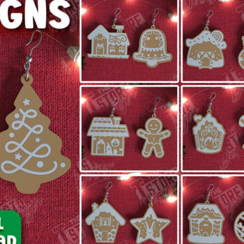 Intra απο ξύλο plywood 3mm-4mm πάχος - Gingerbread House Earrings Bundle | CNC Δίασταση 3x3 cm INTRAFABR-106454525 - Image 1