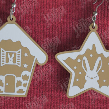 Intra απο ξύλο plywood 3mm-4mm πάχος - Gingerbread House Earrings Bundle | CNC Δίασταση 3x3 cm INTRAFABR-106454525 - Image 2