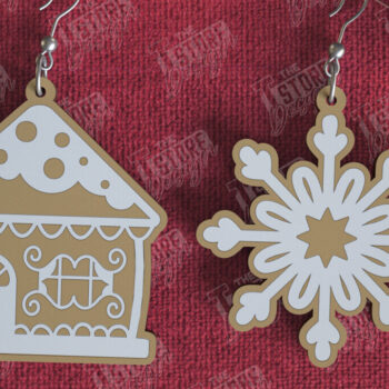 Intra απο ξύλο plywood 3mm-4mm πάχος - Gingerbread House Earrings Bundle | CNC Δίασταση 3x3 cm INTRAFABR-106454525 - Image 4