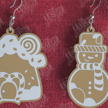 Intra απο ξύλο plywood 3mm-4mm πάχος - Gingerbread House Earrings Bundle | CNC Δίασταση 3x3 cm INTRAFABR-106454525 - Image 9