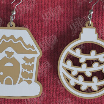 Intra απο ξύλο plywood 3mm-4mm πάχος - Gingerbread House Earrings Bundle | CNC Δίασταση 3x3 cm INTRAFABR-106454525 - Image 11
