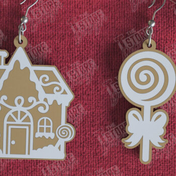 Intra απο ξύλο plywood 3mm-4mm πάχος - Gingerbread House Earrings |Κόσμημα| CNC Δίασταση 3x3 cm INTRAFABR-106454089 - Image 1