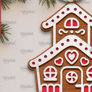 Intra απο ξύλο plywood 3mm-4mm πάχος - Σχέδιο κοπής με λέιζερ Σπίτι μελόψωμο Δίασταση 30x20 cm INTRAFABR-105129933